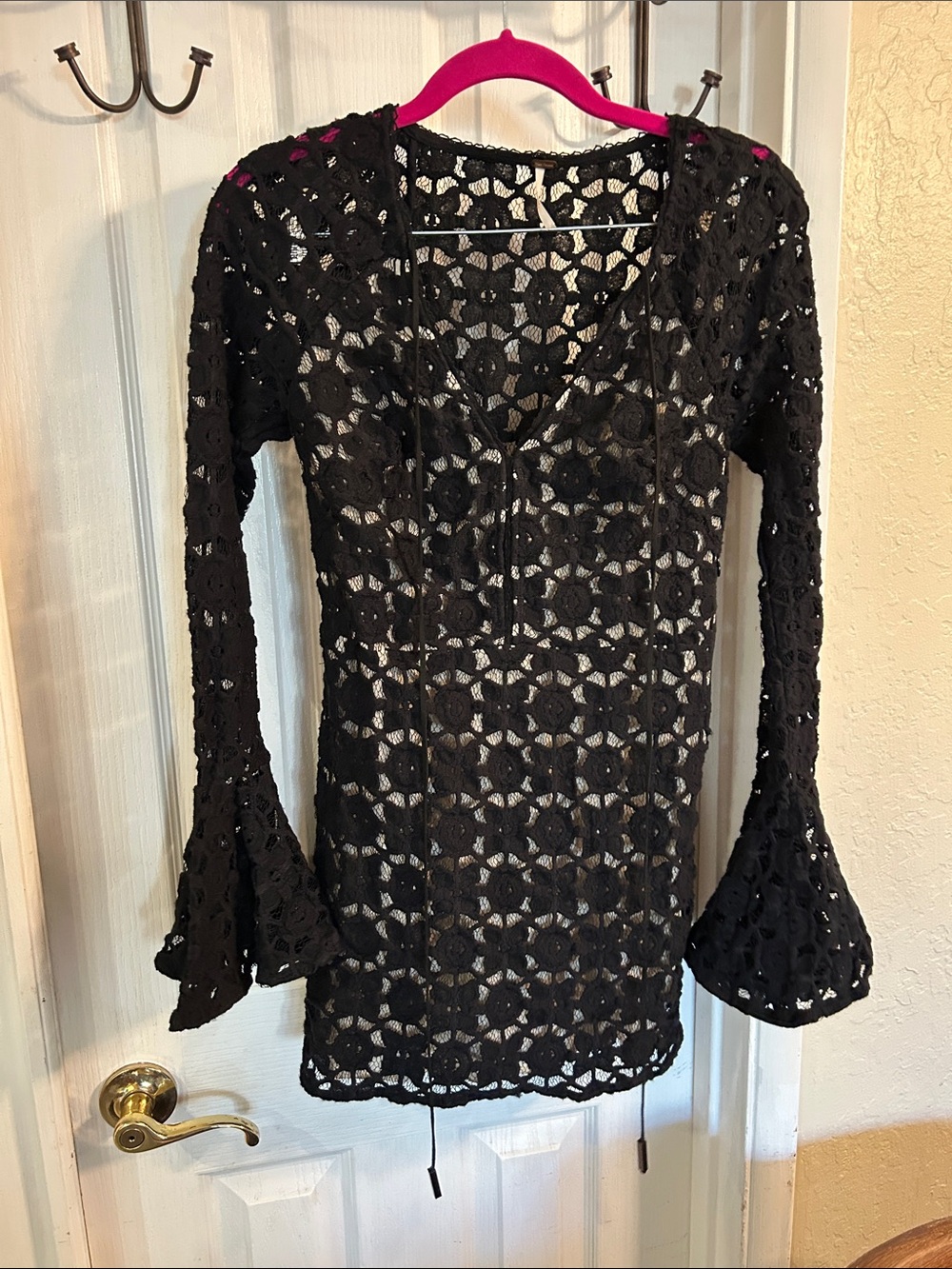 Free People black crochet dress size 0